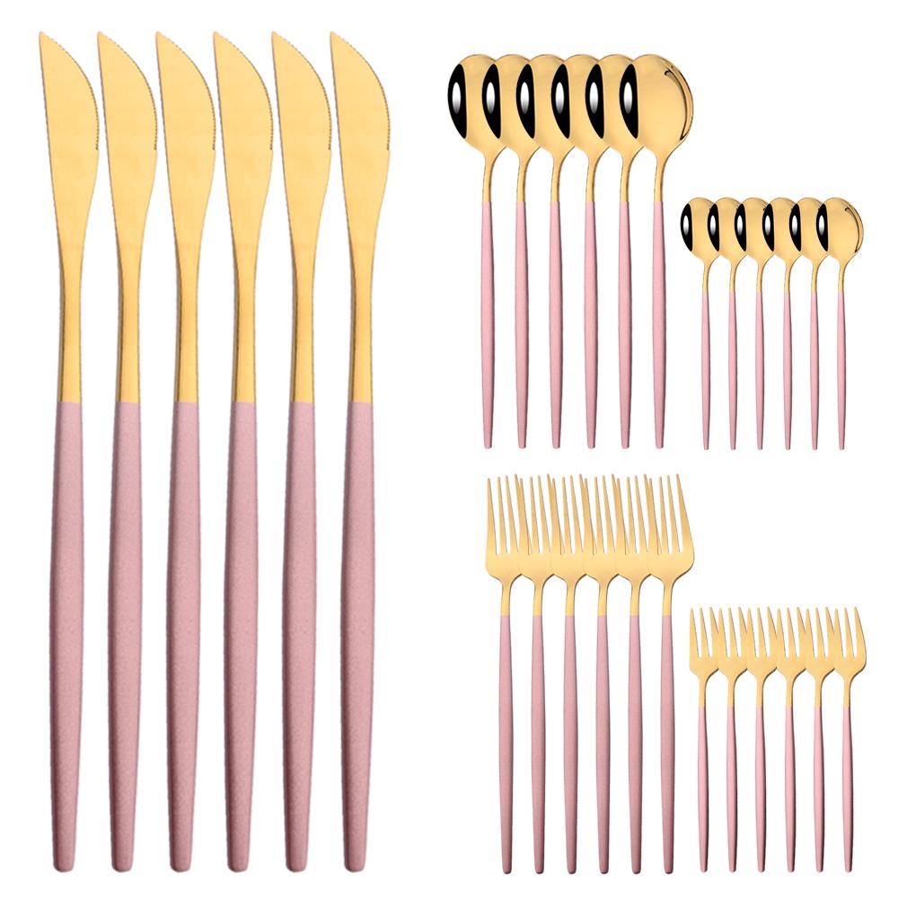 Набор столовых приборов из 30 предметов, черный, золотой, нож, вилка, ложка, набор столовых приборов, столовые приборы из нержавеющей стали, кухонная посуда для вечеринок