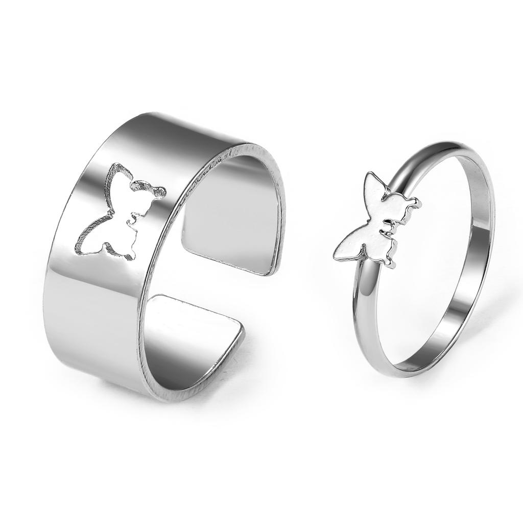 Кольцо с бабочкой, модное золотое и серебряное кольцо с бабочкой в стиле панк, пара мужчин и женщин, полое кольцо с изображением животного, юбилей