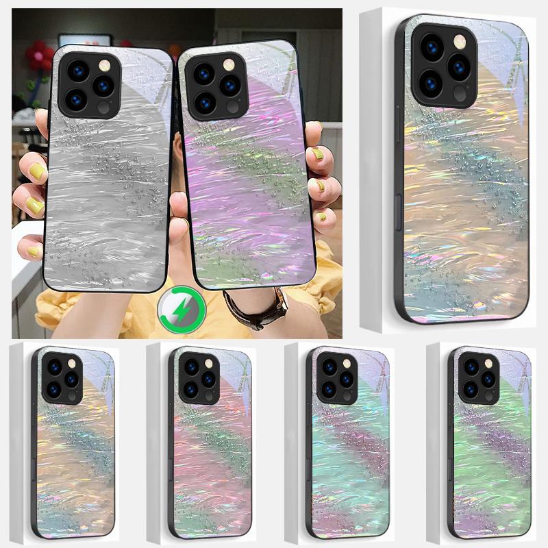 Неоновая Чернильная Схема Рифм Подходит Для iPhone 16E 17 Pro Max 15 Pro 14 13 Plus 12 mini 11 16 Air 17Pro Магнетизм Стеклянный Чехол для Телефона