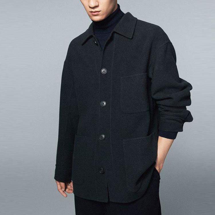 Uniqlo X Jil Sander Однотонная куртка с длинным рукавом Мужские куртки Черный 446359-09