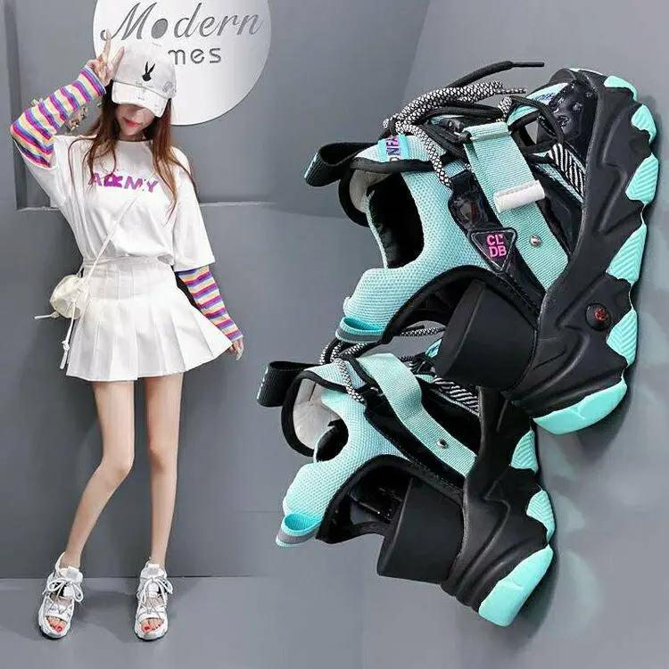 Сандалии-гладиаторы на платформе, белые босоножки на шнуровке, женские босоножки на высоком каблуке, повседневная спортивная обувь для женщин, весна-лето, женская обувь