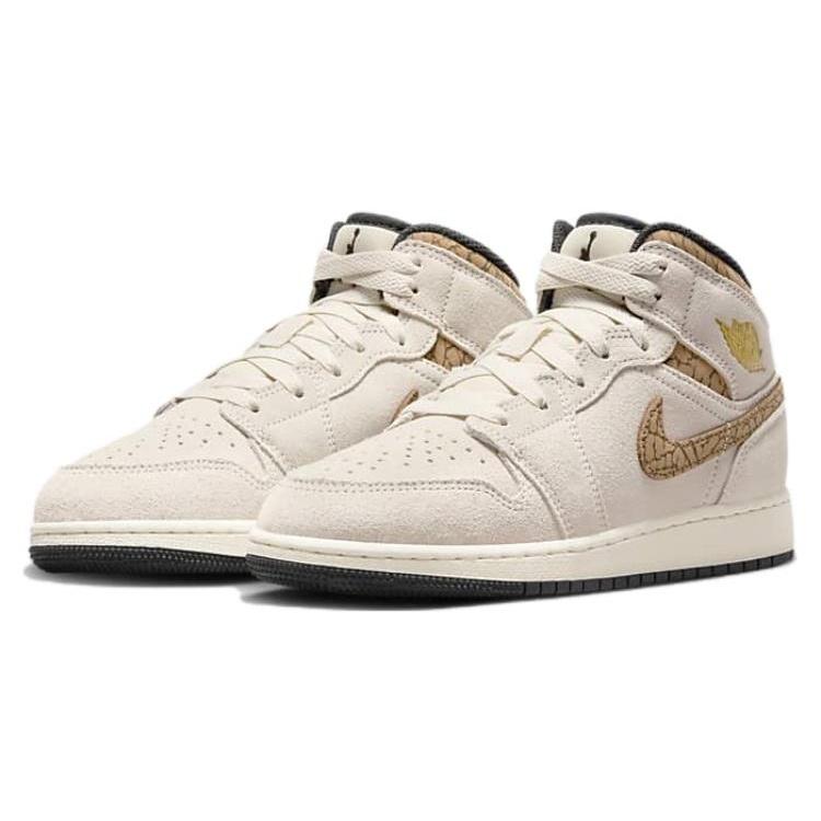 (GS) Air Jordan 1 Mid SE 'Brown Elephant' Kids' DZ5369-102