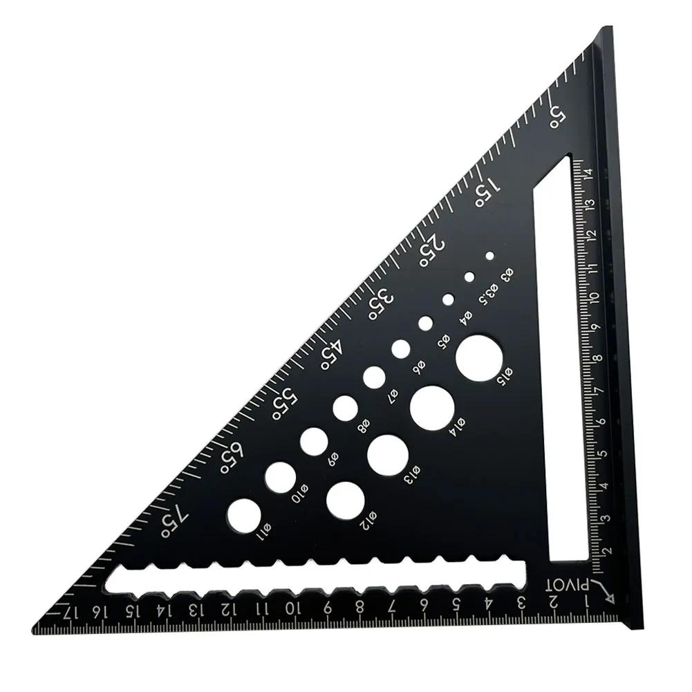 Угловой транспортир 7/12 дюймов, метрическая линейка для измерения треугольников из алюминиевого сплава, линейка для измерения рамы для плотников, инженеров, квадратный инструмент