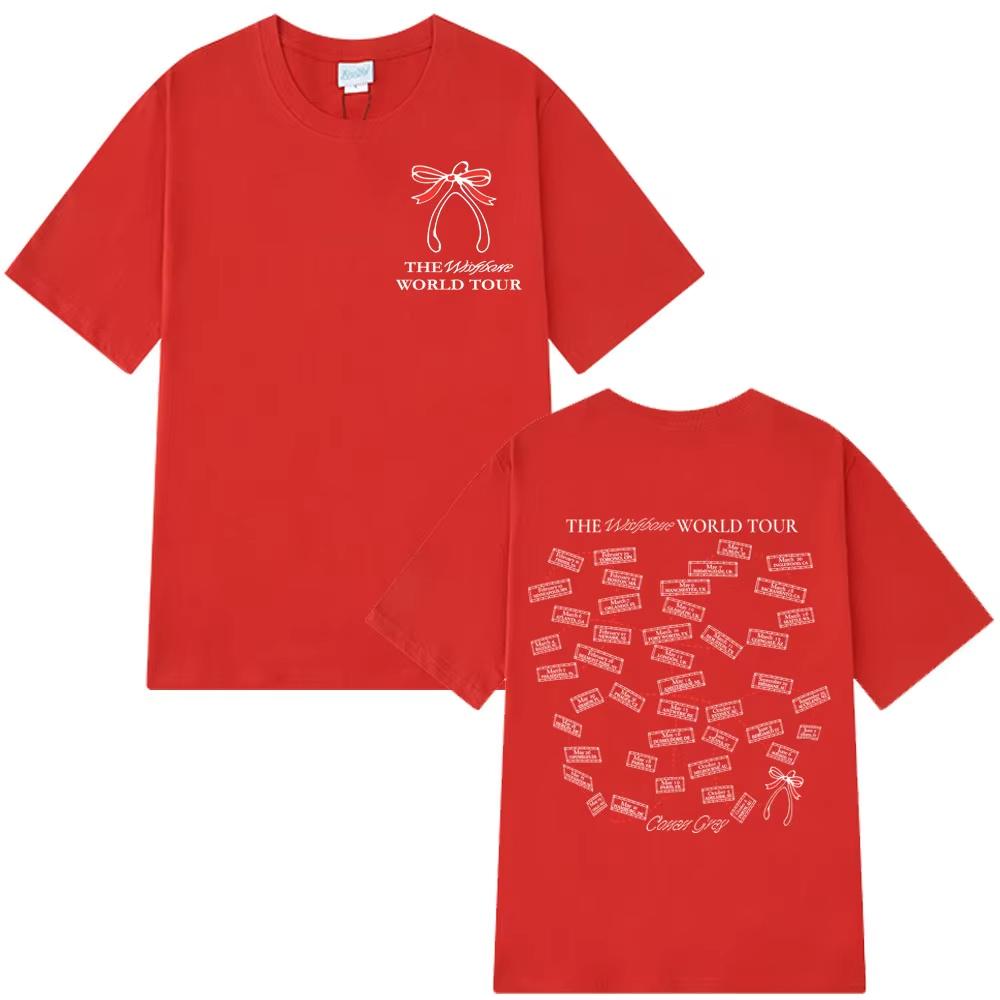 Конан Грей Wishbone World Tour Печатные футболки Мужские Женские Модные футболки С коротким рукавом Свободные Хлопок Эстетичные Трендовые Футболки