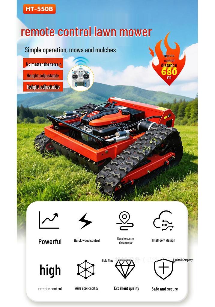 Remote Control Tracked Gasoline Lawn Mower for Canadian Slopes