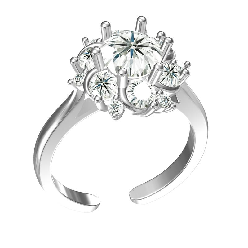 Fashion 925 Sterling Silver color  Creative Rings Women Jewelry Resizable Finger Ring Zircon