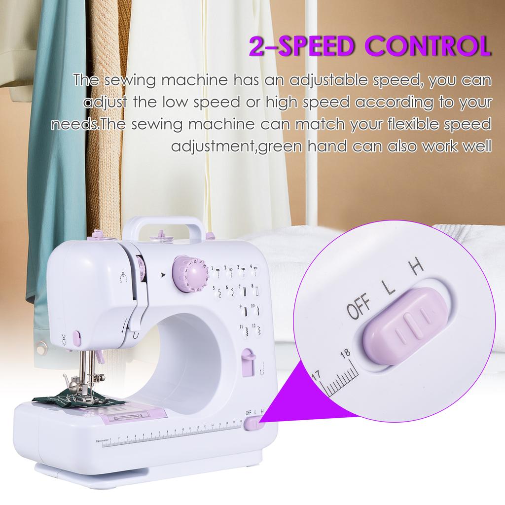 Высококачественная многофункциональная бытовая швейная машина, регулируемая 2-скоростная педаль со светодиодной подсветкой, 12 стежков