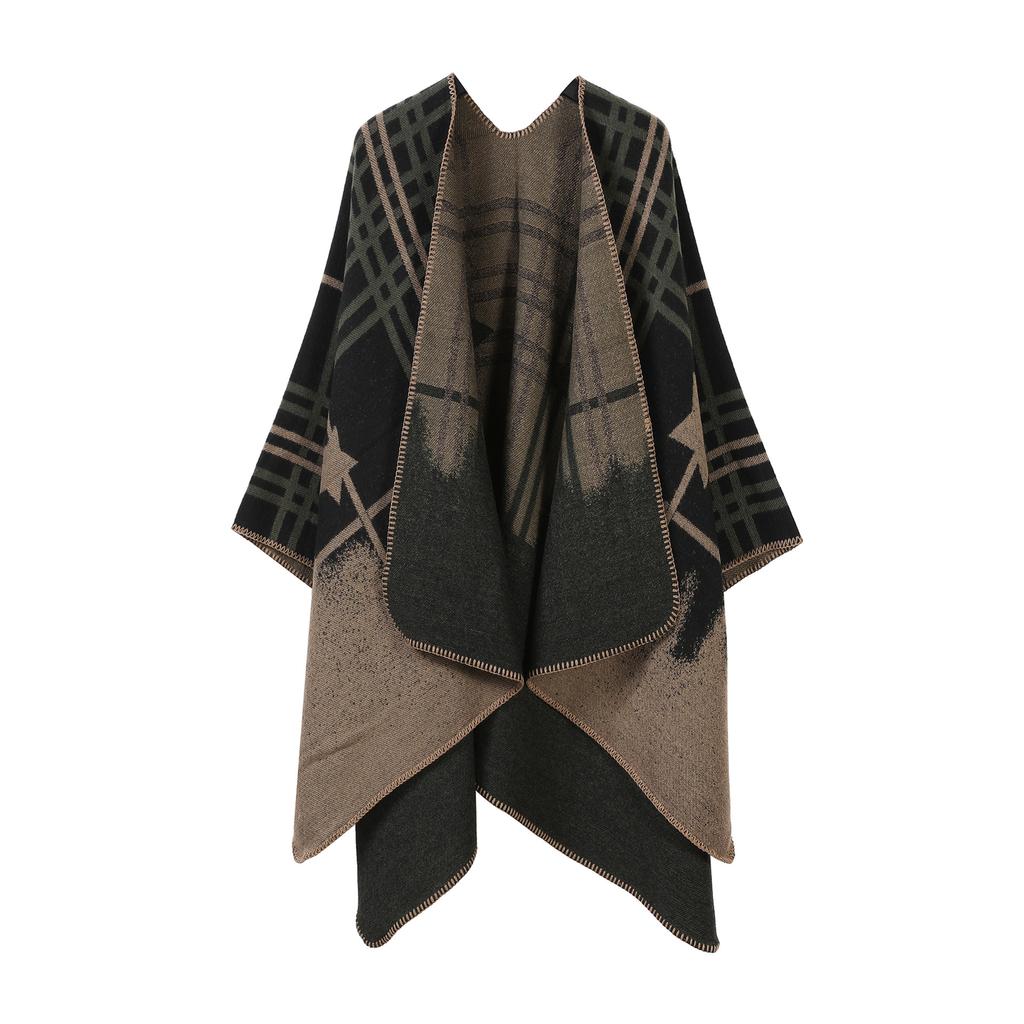 Classical Style Women's Shawl Double-sided Tassel Slit Cape High-end Travel Warm Cape