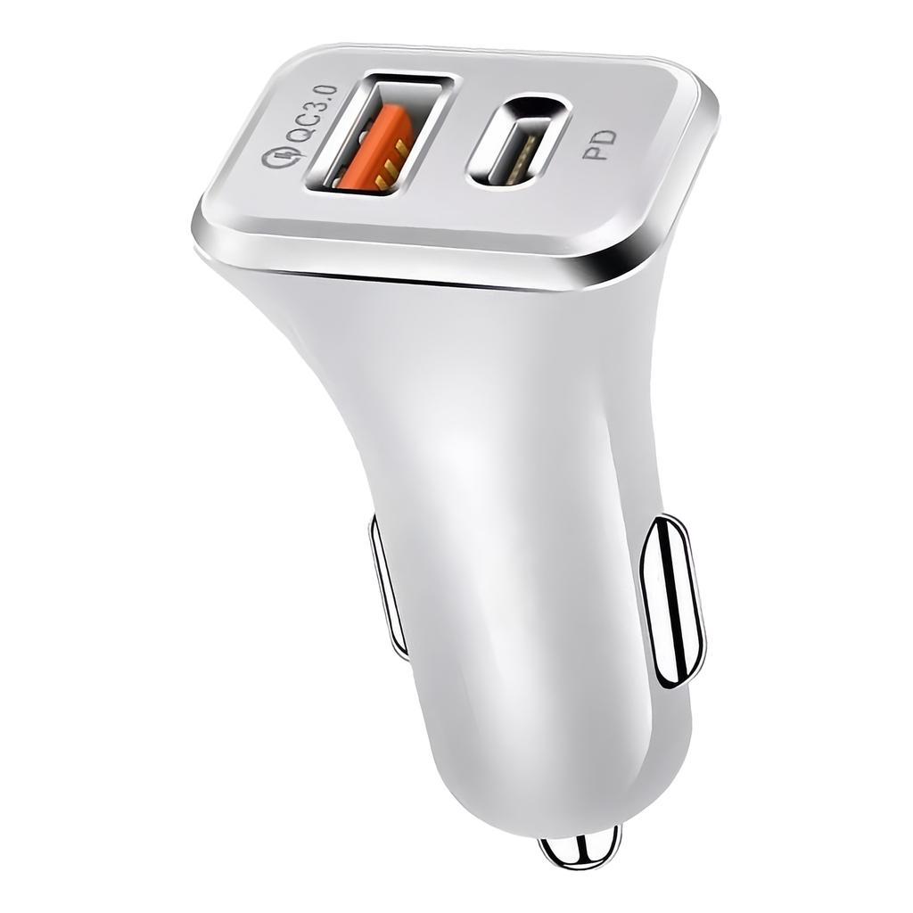 Автомобильное зарядное устройство с двумя портами USB C PD18W и USB A QC3.0 Адаптер для быстрой зарядки смартфонов, планшетов и ноутбуков