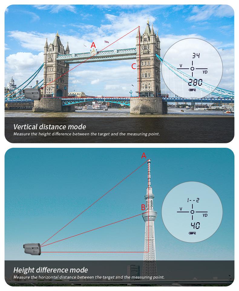 ARTBULL Уличный лазерный дальномер-телескоп для гольфа - Дальность 650 м, Измерение высоты и угла