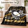 Custom Text Flannel Blanket Pittsburgh Penguins Print Warm Cozy Blanket Home Sofa Bedding