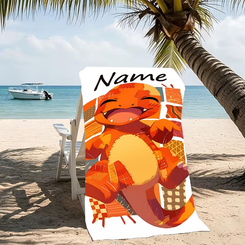 Customizable personalized beach towels Pokémon Charmander themed designs.Suitable for the beach, yoga, sports;ideal as beach accessories