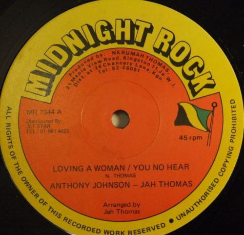 12-дюймовая пластинка ANTHONY JOHNSON JAH THOMAS Loving A Woman You No Hear MR7344 Midnight Rock 1981 UK Регги Ска Даб Б/У