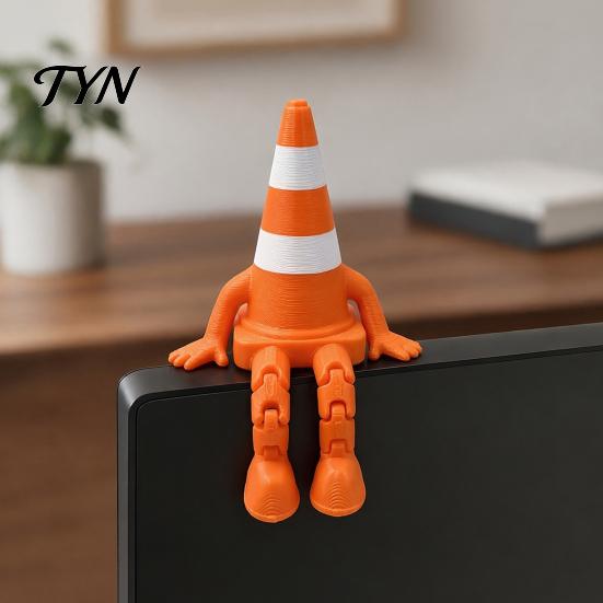 Миниатюрный дорожный конус игрушка, шарнирная фигурка, 3D-печатный забавный шарнирный персонаж-бочка, креативная пластиковая скульптура, настольное украшение, подарок
