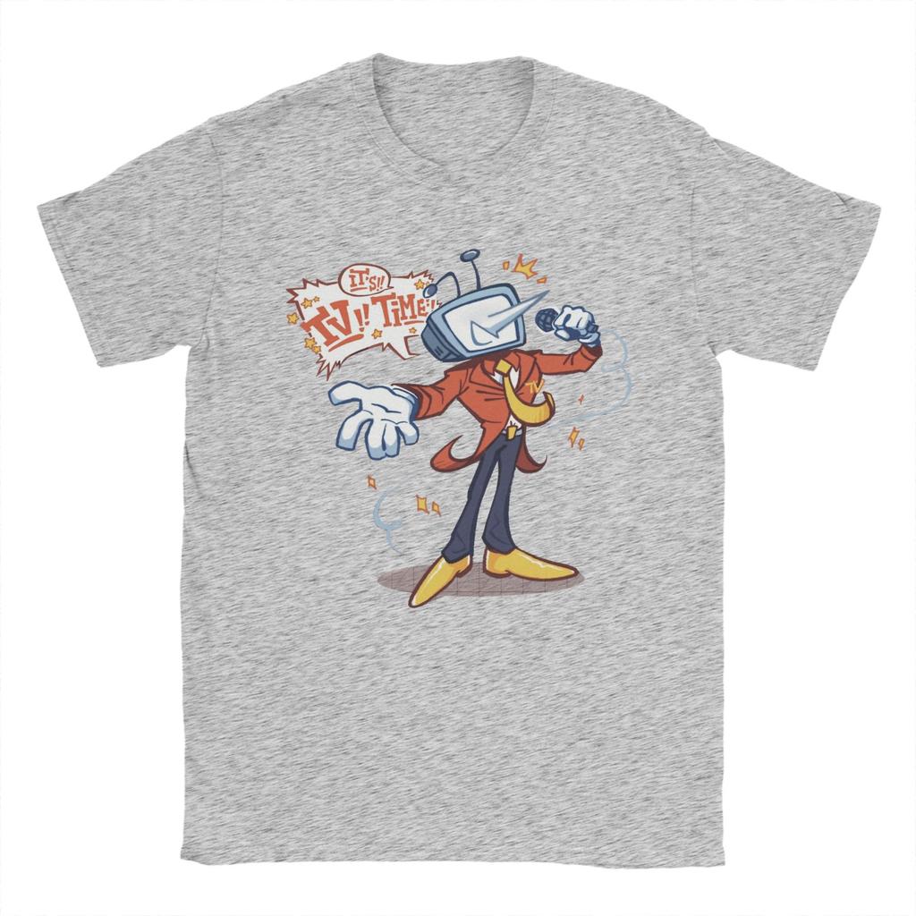 Deltarune Tenna TV Time Футболки для мужчин Юмор Футболки из чистого хлопка с круглым вырезом и коротким рукавом Летние топы