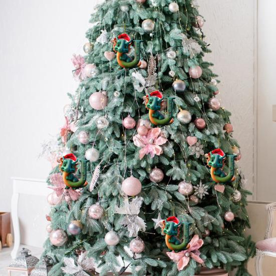 Рождественская елка Подвеска Мультфильм Динозавр Письмо Украшение для дома Окно автомобиля 2D Плоский