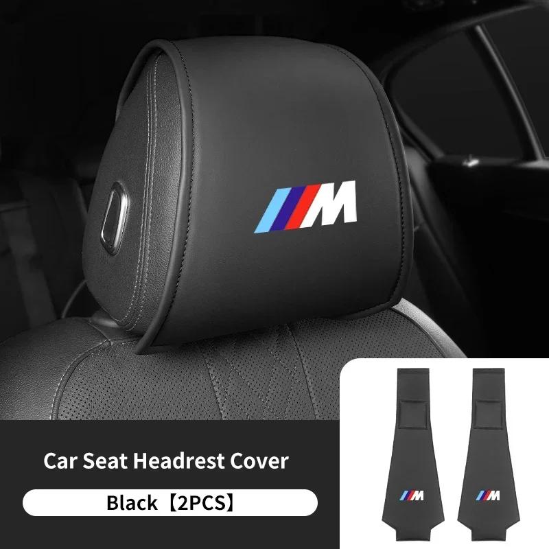2025 2PCS Leather Car Seat Headrest Protective Cover Accessories For BMW M Power Sport M3 M5 E90 E39 F30 F10 E87 X3 X4 X5 X6