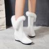 Fashion Woman Mid-Calf Fur Wedge Snow Boots 2025 Winter Warm Female Shoes Ladies Booties Zapatos De Mujer Short Boats 34 40 White Black