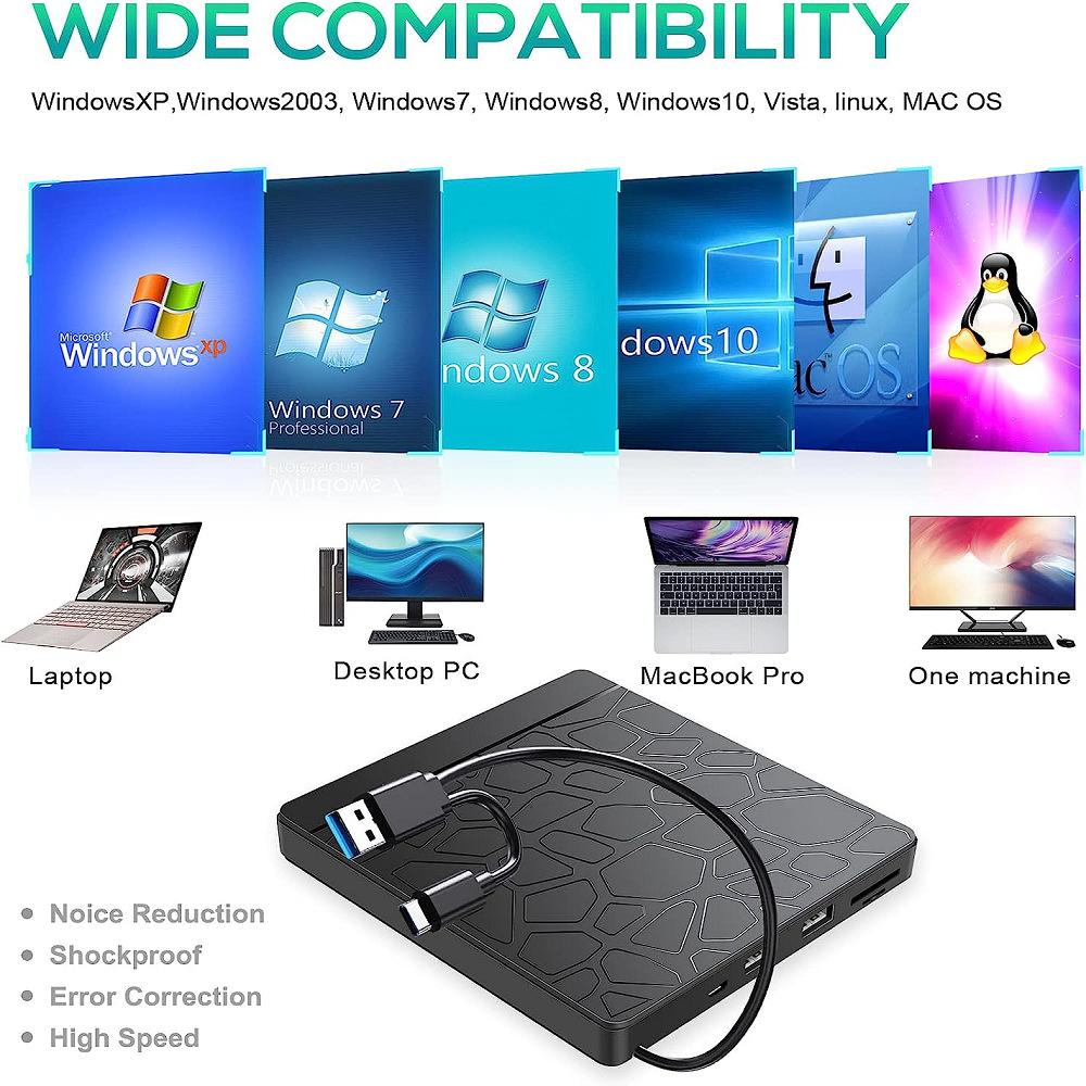 Ультратонкий внешний мобильный оптический привод USB3.0 для ноутбука DVD-RW DVD/CD The MacBook, порт type-c CD-привод
