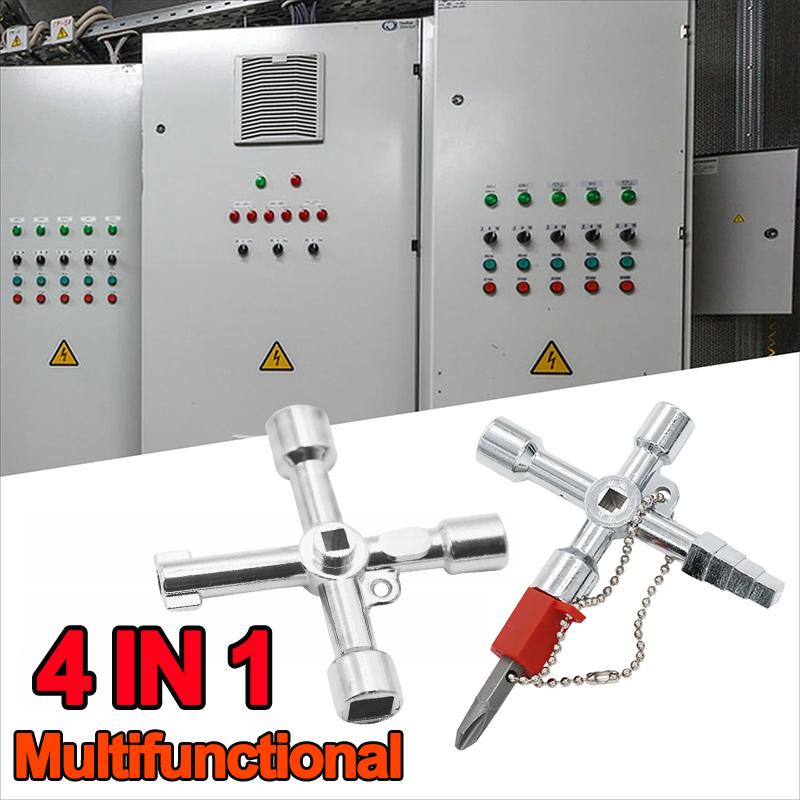 Универсальный ключ 4 в 1 | Практичные строительные ключи пожарной бригады Многофункциональный универсальный крестовой ключ с битой Цинковый сплав