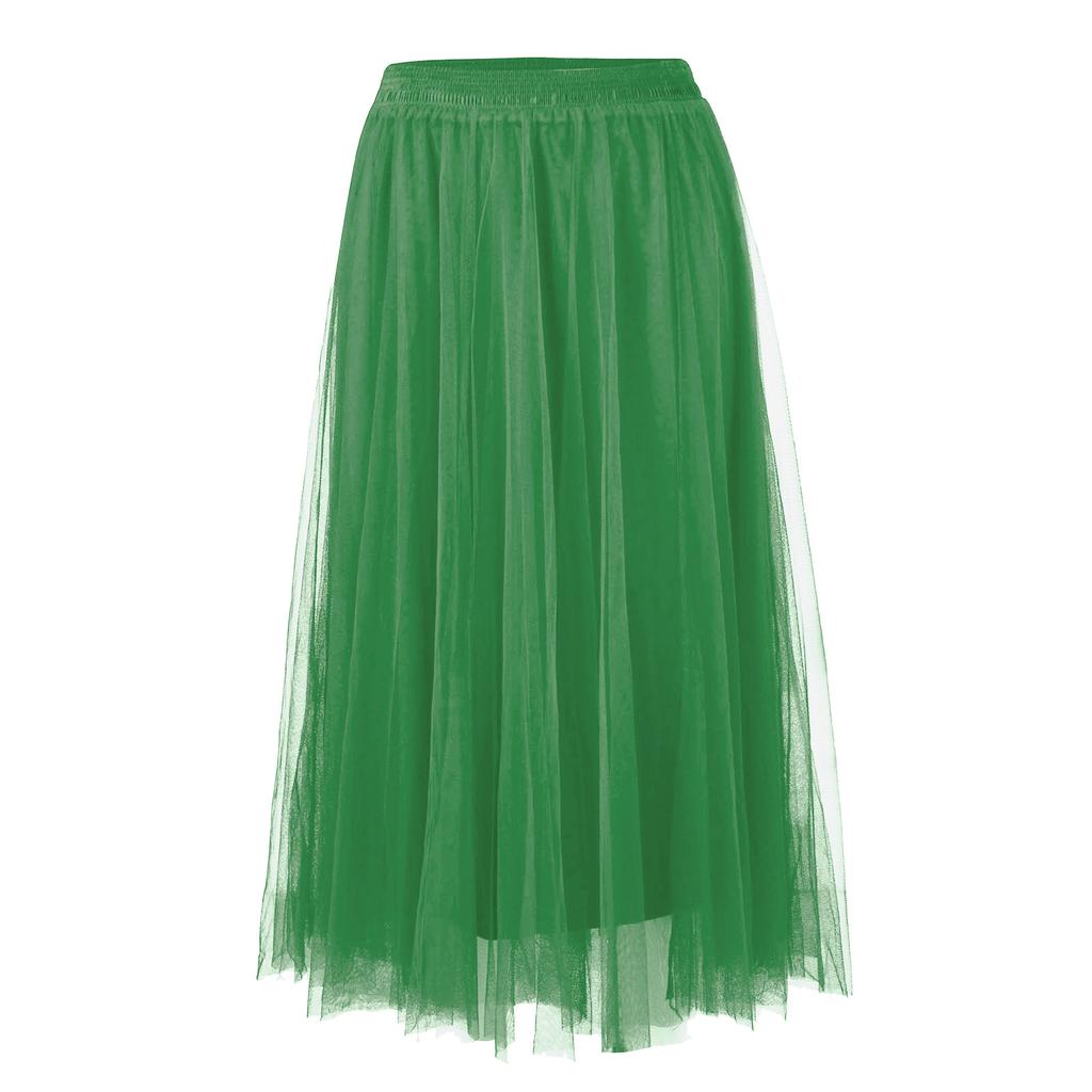 Длинная тюлевая однотонная элегантная юбка с блестками и блестками, многослойная сетчатая юбка чайной длины с большим подолом для женщин