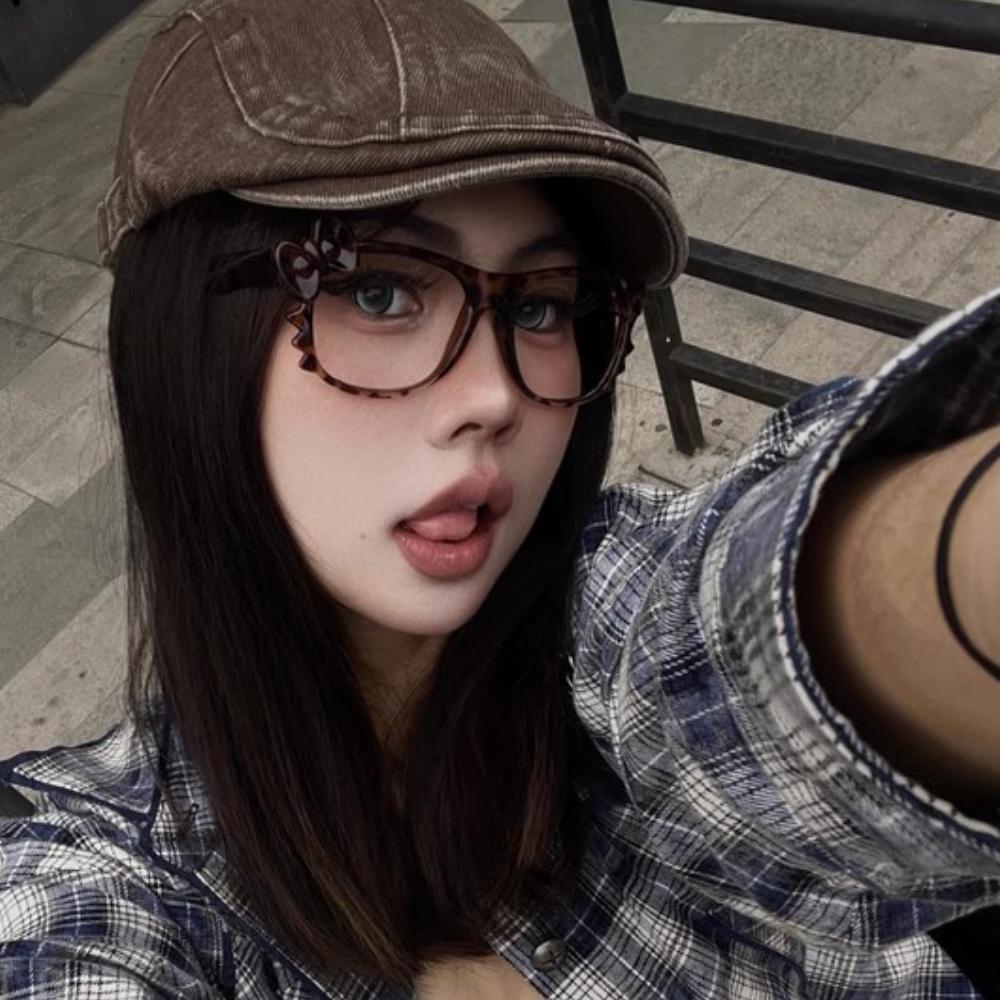 Оправа для очков Y2K с леопардовым принтом Аниме Оправа для очков с леопардовым принтом Каваи Ретро Очки Мультяшные Милые Очки Декоративные Игрушки