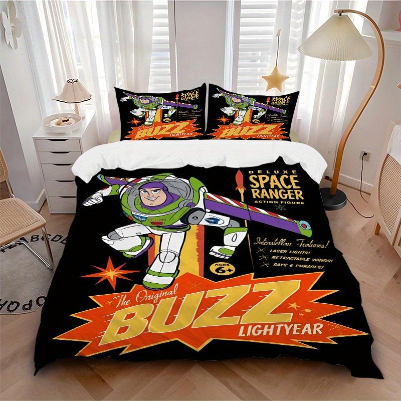 3pcs Buzz Lightyear Toy Story Quilt Set, Soft and Comfortable Bedroom, Guest Room and Dorm Decor Bedding Set 1 Quilt Cover + 2 Pillowcases.F