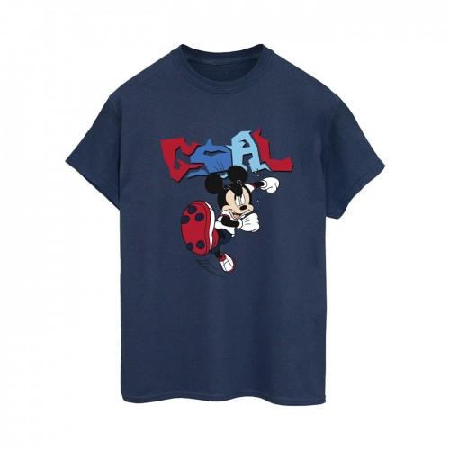 Disney Womens/Ladies Mickey Mouse Goal Striker Pose Cotton Boyfriend T-Shirt