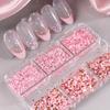 Pink Heart-shaped Star Nail Glitter Sequins (6 Grids) Sparkling Round Dot Flakes Flakes Nail Accessories for DlY Nail Design Decoration