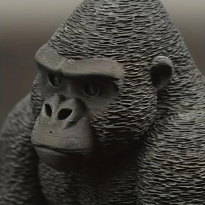 Серебряная статуэтка гориллы, напечатанная на 3D-принтере, Реалистичное украшение-шимпанзе, Для украшения рабочего стола, офиса и загородного дома