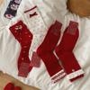 Cute Bow Red Socks, Women's Polka Dot Mid-calf Socks for Autumn and Winter, New Year Christmas Style Long Socks for the New Year