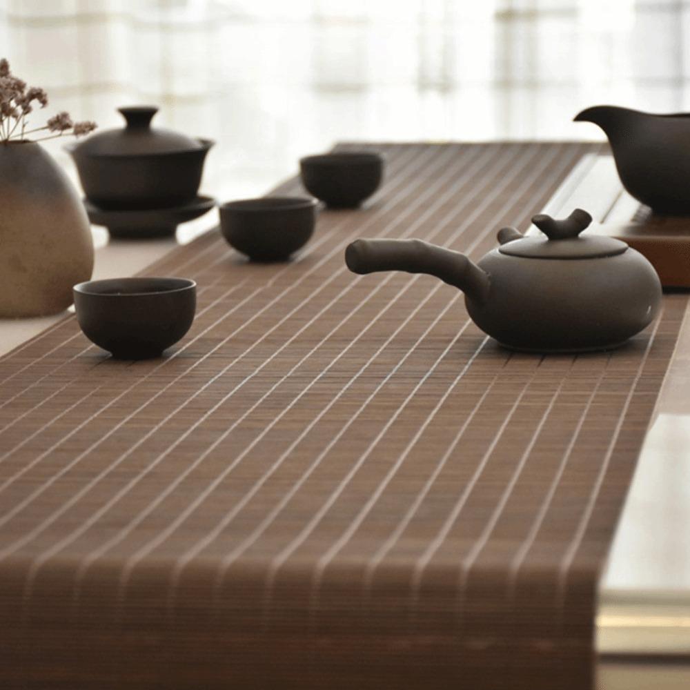 Japanese Style Natural Bamboo Tea Table Runner Insulated Vintage Table Pad Traditional Cutting Placemat Office