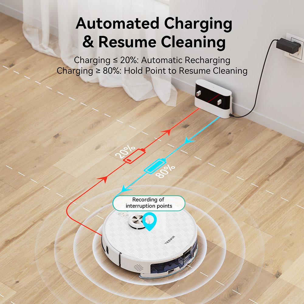 Tesvor S8 Pro 2 In 1 Robot Vacuum Cleaner with Wiping Function, 6000Pa Suction, LiDAR Navigation, 240min Running Time, APP/Alexa Control