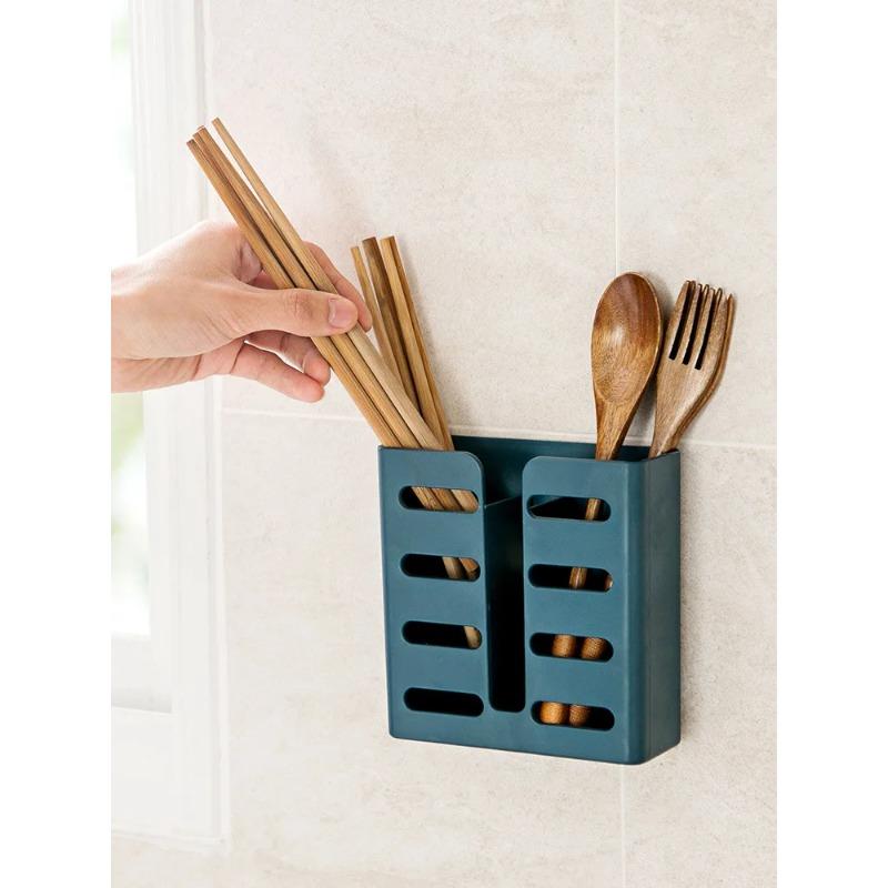 Chopsticks Cage Suction Cup Drain Rack Wall-mounted Kitchen Utensils Storage Organizer Fork Knife Spoon Holder Tableware
