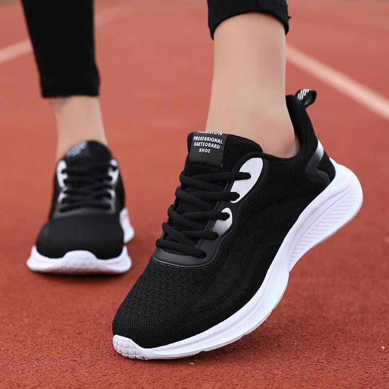 Women's Shoes Running Shoes Spring and Autumn Middle School Students Lightweight Breathable Fly-woven Sports Women's Casual Shoes Women's Travel Shoes