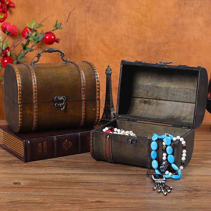 Винтажный чемодан Сокровище Большой Антикварный Ящик для хранения ювелирных изделий Деревянный сундук Ящик Декоративный Домашний Копилка Ящик для хранения с замком