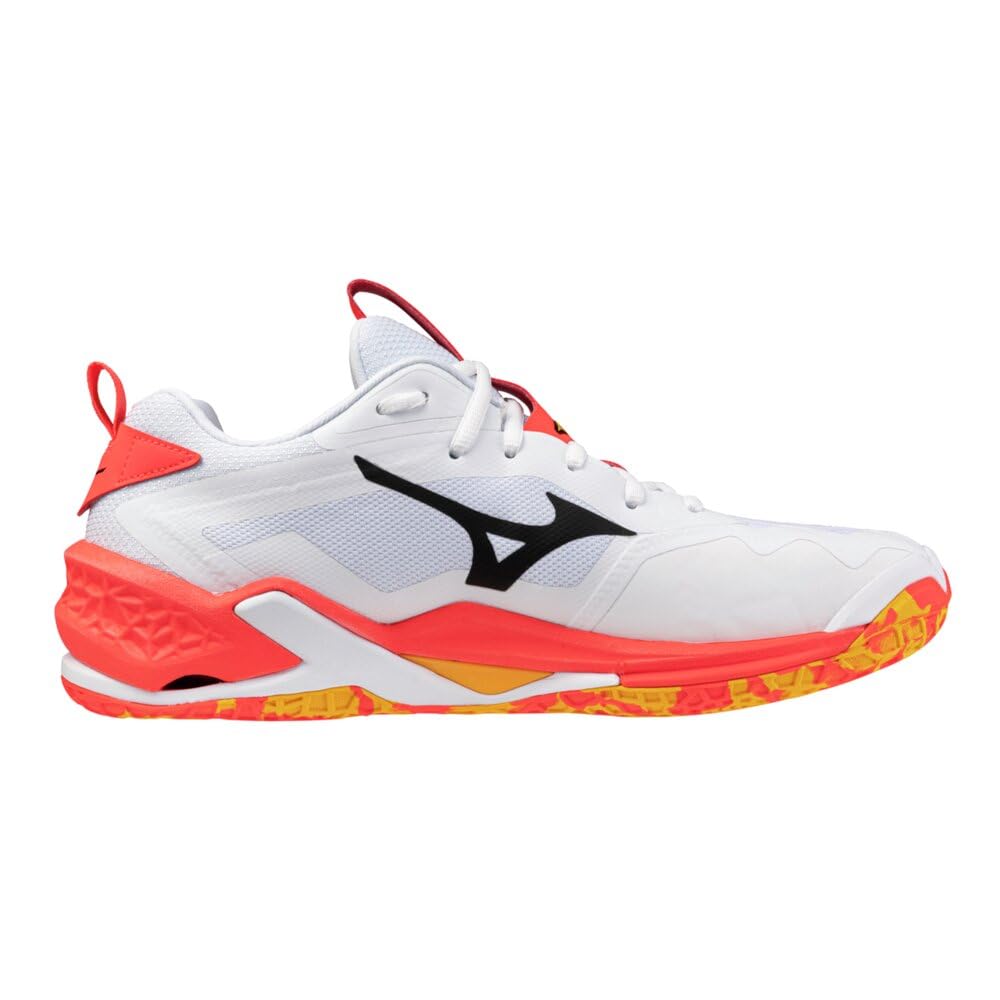 Mizuno Теннисные кроссовки Wave Stealth NEO 2, Белый/Черный/Оранжевый, Размер 24,5 см, 2E