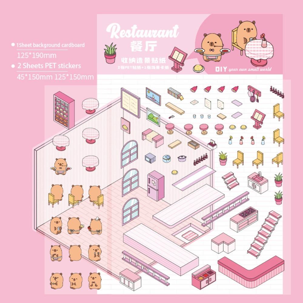 3D Миниатюрная сцена 3D Наклейки Наклейка для ноутбука Капибара Новые наклейки для ландшафтного дизайна