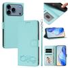 Happy Heart Pattern Magnetic Closure Vegan Leather Phone Case With Wrist Strap For iPhone Shockproof Protective Cover