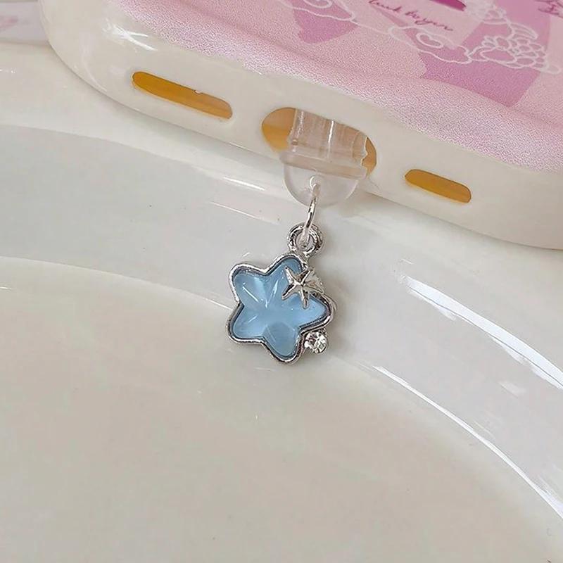 1pcs Cute Diamond Star Phone Dust Plug Accessories Decoration Hanging Pendant for iPhone for Samsung Type-C Charging Port