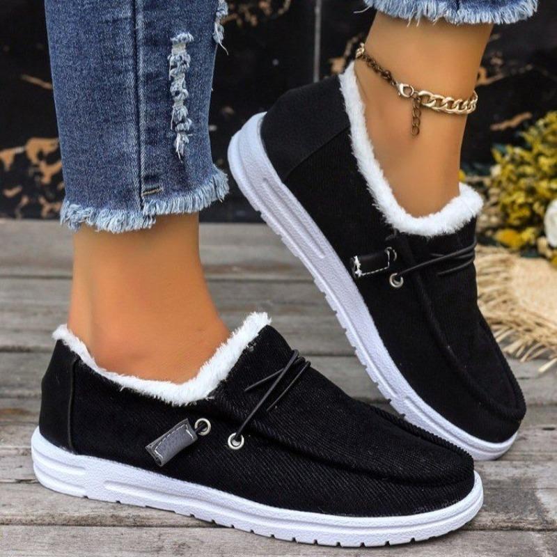 Plus Size Shoes for Women 36-43 Winter Fashion Lace Up Platform Warm Plush Flats Sneakers Comfortable Non-slip Footwear