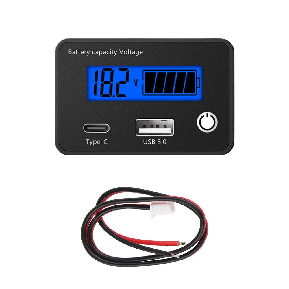 Вольтметр электричества для свинцово-кислотных, литиевых, LiFe PO4 аккумуляторов, индикатор емкости 12В/24В, цифровой ЖК-дисплей, универсальный