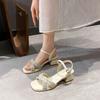 2025 Summer New Hot Diamond Cross Strap Fairy Sandals Fairy Shoes Low Heel Open Toe Sandals Women's Shoes with Skirt Beauty