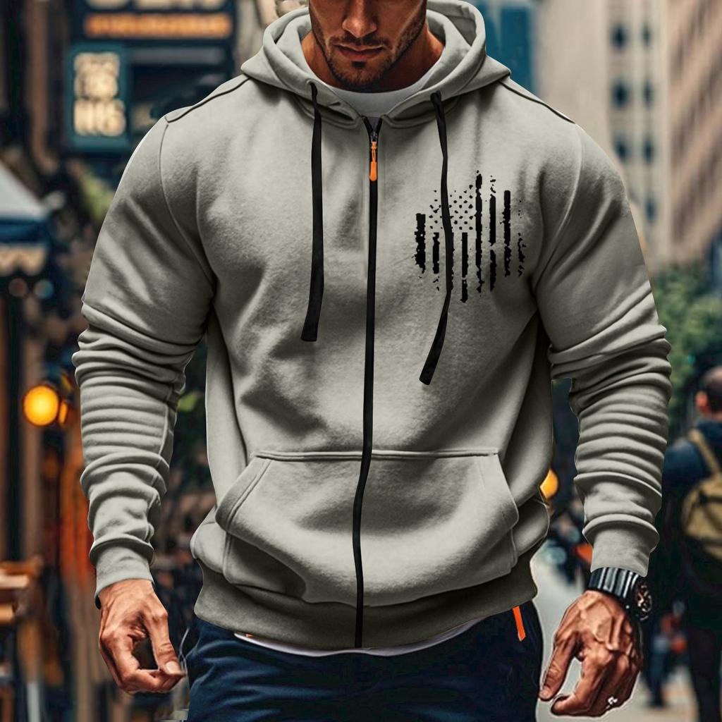 Мужская спортивная повседневная толстовка с капюшоном, кардиган с капюшоном на молнии, многокарманное пальто с капюшоном