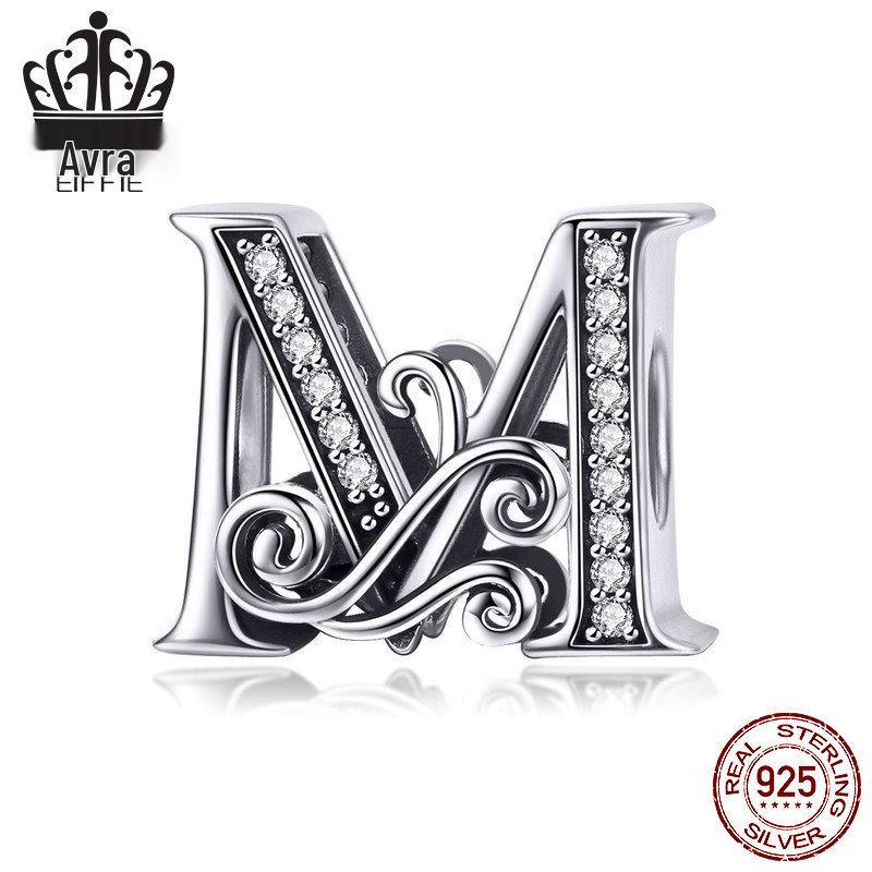 Avle Браслет из стерлингового серебра 925 пробы с английскими буквами и бусинами