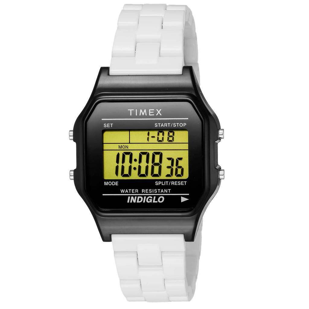 TIMEX Watch Classic Digital Tile Collection Classic Digital Tile Collection Black Dial Resin Quartz 36MM America Watch Unisex White [TIMEX]