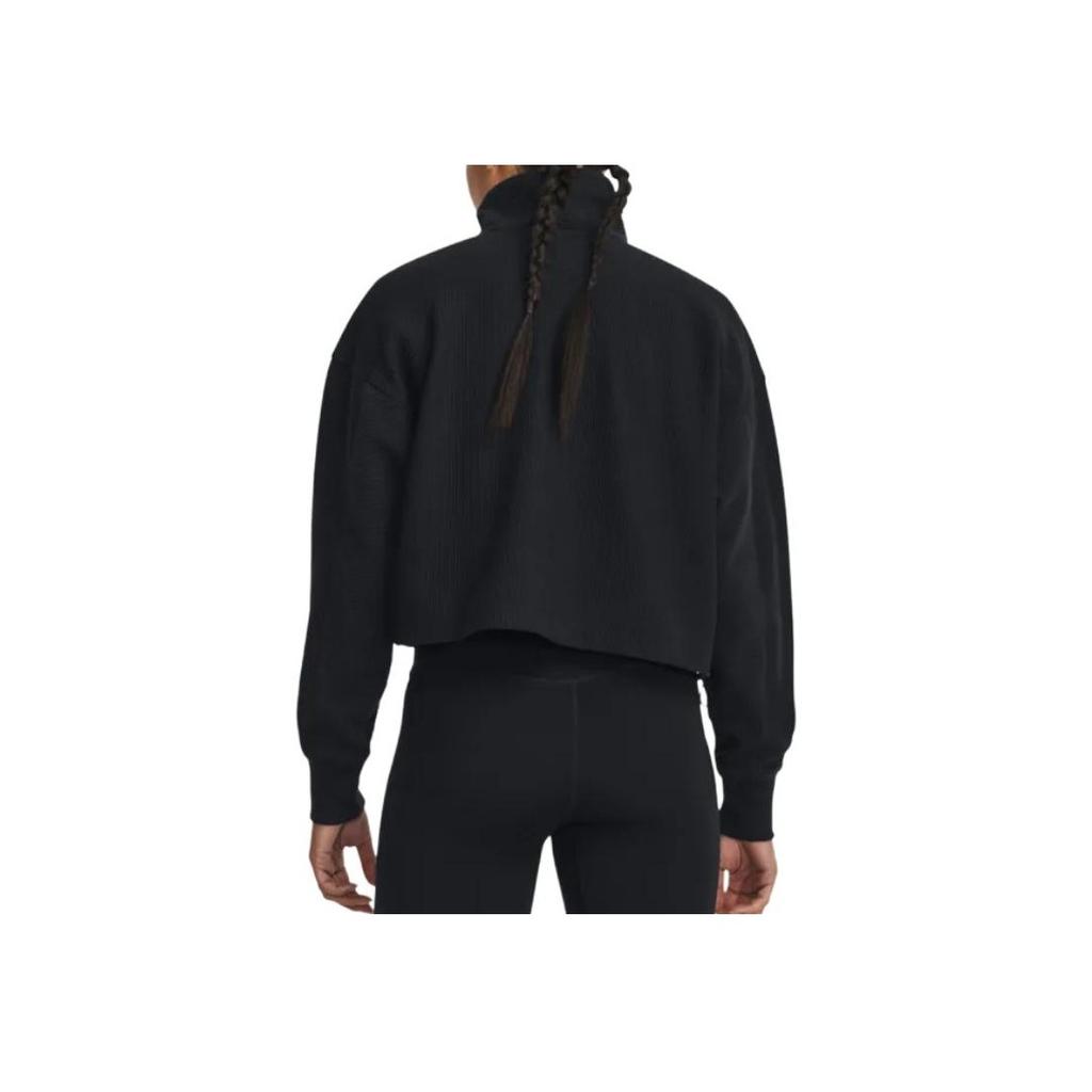 Under Armour Solid 1/4 Zip Mock Neck Fleece Training Sweatshirt Women Sweatshirt Black 1379772-001