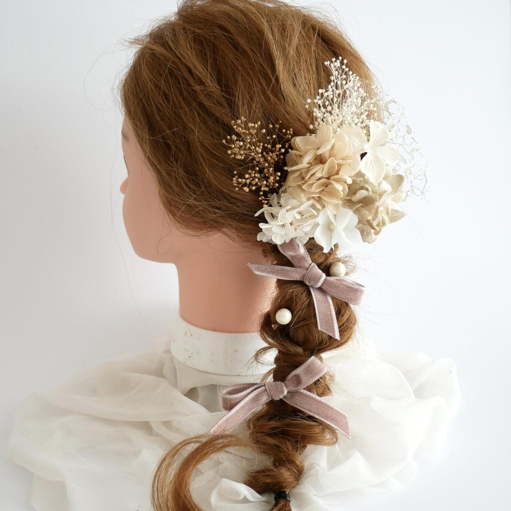 Preserved Flower Hair Ornament with Lace for and Japanese Clothing [Bria] (Pink) Coming-of-Age Ceremonies, Graduations, Weddings, Shichi-Go-San,