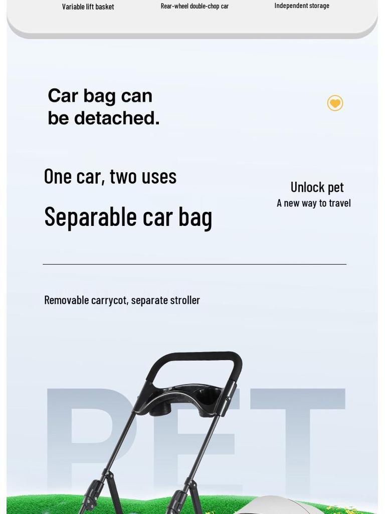 Высококлассная складная коляска для питомцев для корги, кошек и маленьких собак - Легкая, многофункциональная, с ручным управлением.
