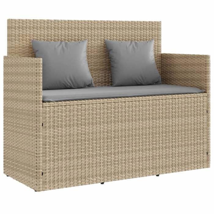 VidaXL Banc de Jardin avec Coussins, Siège de Patio, Chaise de Terrasse, Meuble de Parc Arrière-cour Balcon Extérieur, Beige 365765